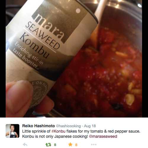 Chef Reiko Hashimoto uses Kombu flakes to flavour tomato sauce
